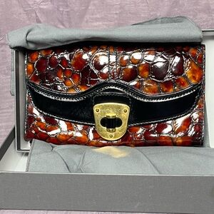 Alexander McQueen Calfskin Crocodile Embossed Clutch